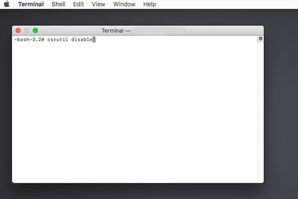 macOS輸入 csrustil disable