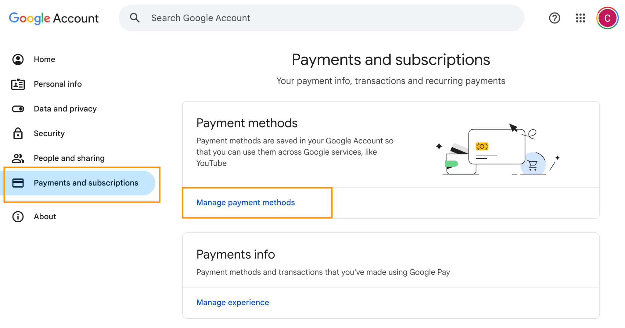 管理google付款方式