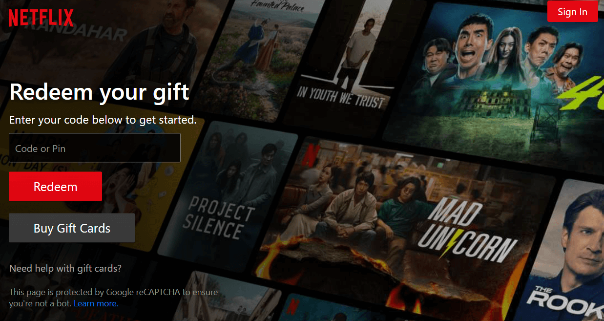 購買 Netflix 禮品卡