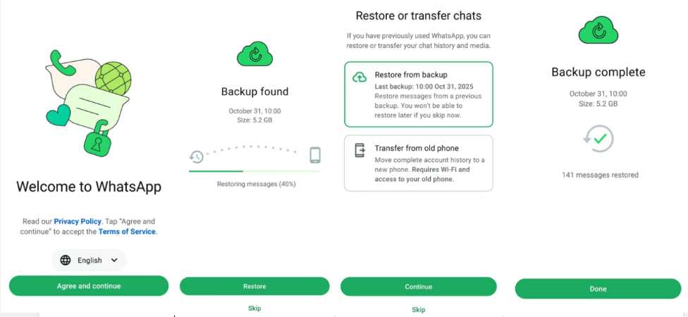 WhatsApp 備份還原 Android